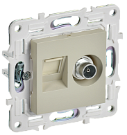 SKANDY Розетка двойная TV+RJ45 кат.6E SK-A15B беж. IEK, SK-AK20-2-K10