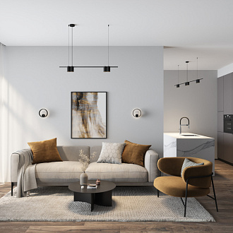 Подвесной светильник 150*5,6*208,9 см, 7*GU10, 105W, Denkirs Orbit DK4063-BK черный