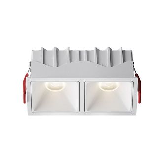 Встраиваемый светильник 12,6*6,5-5,2 см, LED*20W, 4000K, Maytoni Alfa LED 50° DL043-02-10W4K-SQ-W-1, Белый, вр 5,5*12 см