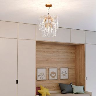 Подвесной светильник 42*42*47,5-150 см, 8*E14*40W, Eurosvet Claire 60170/8, золото, a069011