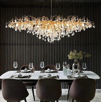 Светильник подвесной ElegantLight DZN-8197 GOLD/ЗОЛОТО D1200*600/H2000/12/G9/35W RAIN 22-07