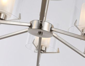 Люстра со стеклянными плафонами на штанге **42- см, 6*E14*40W, K, Ambrella Light High Light LH57002, никель