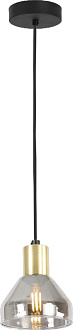 Светильник 10*10*120 см, 1*Е14 подвесной Rivoli Kassandra 3118-201, черный, латунь