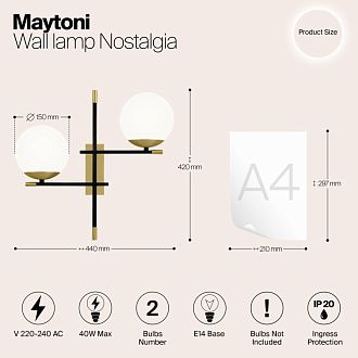 Бра Maytoni Nostalgia MOD050WL-02G, матовое золото