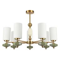 Люстра потолочная LUMION 8427/7C MODERNI, латунь/белый/зеленый, металл/керамика/стекло  E27 7*60W 220V MILA