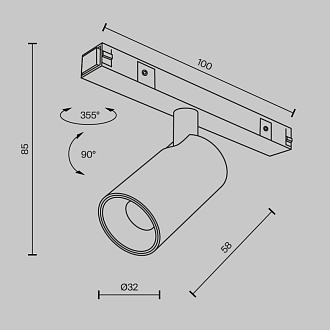 Светильник на шине 3,2*3,2*5,8 см, LED, 5W, 3000-6000К, Maytoni Technical FOCUS LED TR176-1-5WTW-M-B черный
