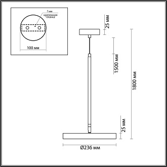 Подвес 23,6*23,6*180 см, LED 1*15W, 3000-4000-6000 К, Odeon Light Bergi 5064/15L, матовый черный/серо-бежевый