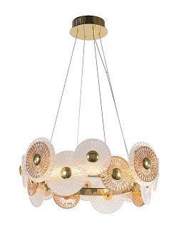 Люстра Ø500 x H180 (1180), мм, 48W, GOLA+CLEAR+AMBER (ЗОЛОТОЙ+ЯНТАРНЫЙ) NewRgy 5850E/48W GOLD+CLEAR+AMBER