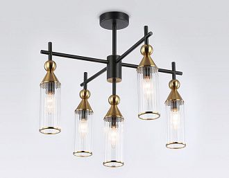 Люстра на штанге **-52 см, 5*E14*40W, K, Ambrella Light High Light LH55256, черный, латунь