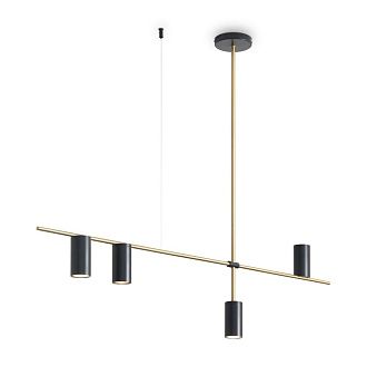 Подвесной светильник 123*5,5-96 см, 4*GU10*35W Freya Enzo FR5201PL-04B, Черный и Латунь