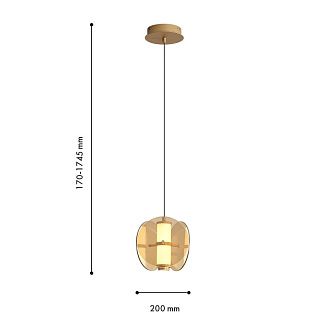 Подвес 20*21-174,5 см, 1*LED, 7,2W, 3000K, Favourite Fada 4624-1P, латунь
