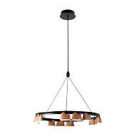 Подвесная люстра 60*161 см, 55.2W, Favourite Interline 4266-12P матовый черный, прозрачный акрил с узором, текстура дерева