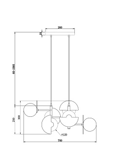 Светильник 70 см, Freya FR5391PL-06CFL, черный