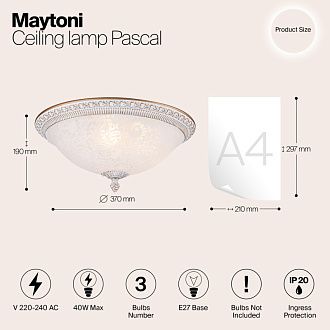 Светильник диаметр 37 см Maytoni C908-CL-03-W Белый, Золото