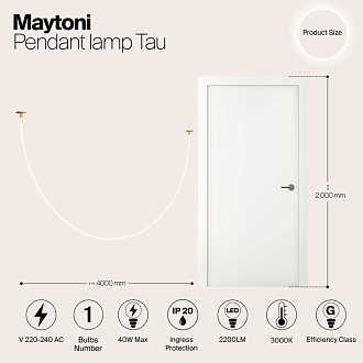 Светильник 400 см, 40W, 3000K, Maytoni Tau MOD146PL-L40G3K, золото
