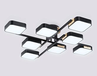 Люстра светодиодная на штанге 96*96*16- см, **W, 3000-6000K, Ambrella Light Comfort FL4890, черный, дерево