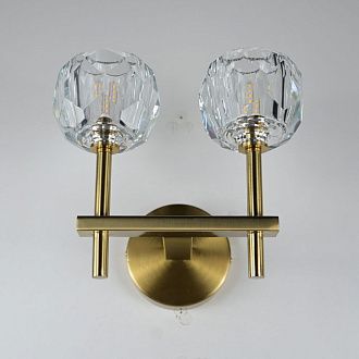 Бра Boule de Cristal Double Sconce Brass 16*13*22 см, 2*G9*40W, ImperiumLoft 44.233, Бронзовый