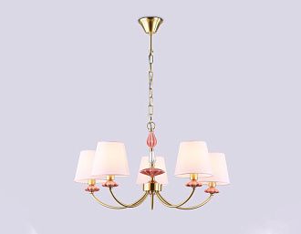 Подвесная люстра с абажуром и декором из керамики **78- см, 5*E14*40W, K, Ambrella Light High Light LH75024, золото