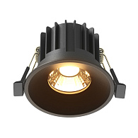 Встраиваемый светильник 8 см, 12W, 2700K, Maytoni Round DL058-12W2.7K-B, черный, вр 7,5 см