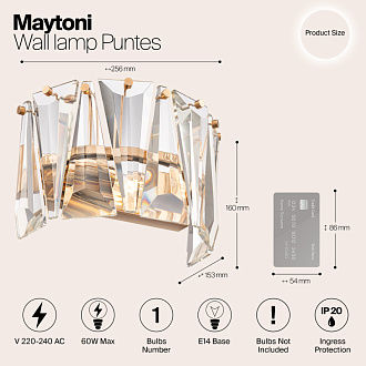 Настенный светильник Maytoni Puntes MOD043WL-01G, золото