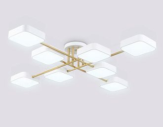 Люстра светодиодная на штанге 106*106*15- см, **W, 3000-6000K, Ambrella Light Comfort FL516346, белый, золото