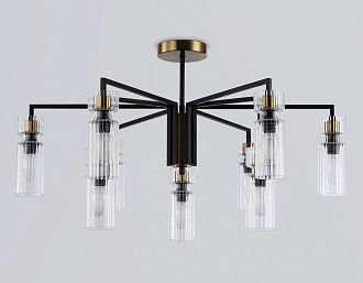 Люстра на штанге **18-44 см, 9*E14*40W, K, Ambrella Light High Light LH56117, черный, латунь