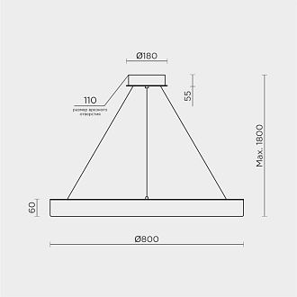 Подвесной светильник *80*6-180 см, *LED*49W, 3000-6000K, MODELIGHT  MDL.8484.800PL BS, Латунь