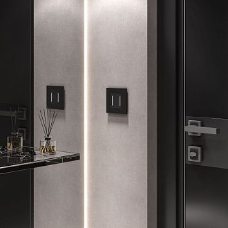 Сенсорный выключатель двухклавишный с подсветкой Werkel W4522008, черный