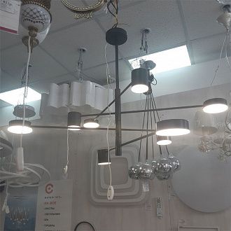 Люстра подвесная светодиодная Kink Light Мекли 07650-8,19, черная диаметр 75