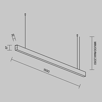 Линейный светильник подвесной 4000K 35x67 30 Вт (Серебро, 1,5 м) LL312038 Maytoni Technical