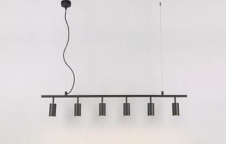 Светильник потолочный 120*5,6*150-200 см, 6*GU10*50W, Crystal Lux Rivo CLT 015C6 L1200 BL, Черный