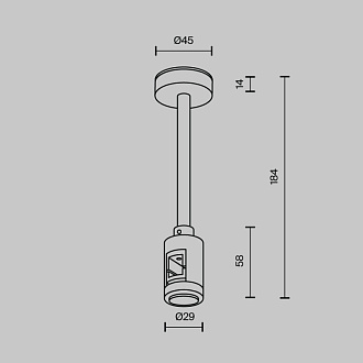 Подвесной комплект 2,9*2,9*18,4 см, Maytoni Technical Magnetic trаck system Flarity латунь TRA156C-SL1-BS латунный