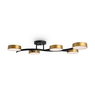Светильник 85,5*46,5*12-12 см, 5*LED*10W, 4000K, Freya Тибо/Tibo FR6048CL-L10GB, Черный с Золотом