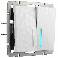 W1222101 Выключатель двухклавишный проходной с подсветкой, hammer белый Werkel, 4690389162626