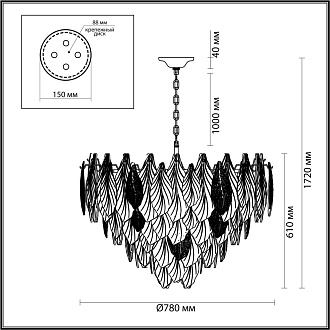 Люстра 78*78*172 см, 21 Е14*40W, Odeon Light Lace, золотой 5052/21