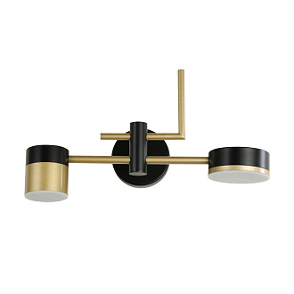 Бра Favourite Modul 4013-2W, D150*W400*H220, каркас светильника сочетает два цвета - черный и золото, плафоны цилиндрической формы разного диаметра