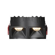 Встраиваемый светильник 12,6*6,5-5,2 см, LED*20W, 3000K, Maytoni Alfa LED 50° DL043-02-10W3K-SQ-B-1, Черный, вр 5,5*12 см