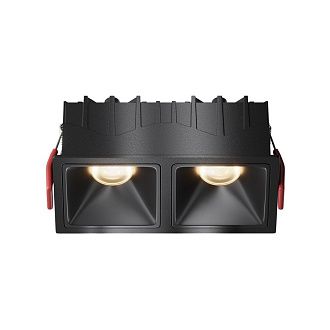 Встраиваемый светильник 12,6*6,5-5,2 см, LED*20W, 3000K, Maytoni Alfa LED 50° DL043-02-10W3K-SQ-B-1, Черный, вр 5,5*12 см