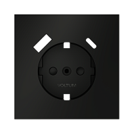 Накладка для розетки с заземлением и защитными шторками, с USB A+C, черный матовый Voltum S70 VLS001008, Пластик Soft touch