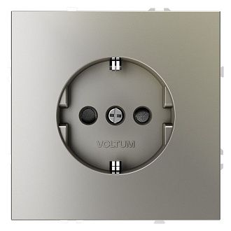 Розетка встраиваемая Voltum S70 с заземлением и защитными шторками, 16А, шелк пластик Soft touch VLS040204