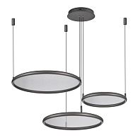 Подвесная люстра мультиплекс 100 см, 173W, 3000-5700K, Lussole Custer LSP-7424, серый