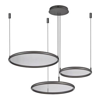 Подвесная люстра мультиплекс 100 см, 173W, 3000-5700K, Lussole Custer LSP-7424, серый