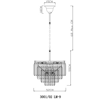 Подвесная люстра Divinare Nova 3001/02 LM-9, диаметр 50 см, хром