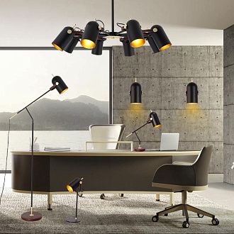 Люстра на штанге BULLET B D82 82*82*40 см, 8*E27*60W, ImperiumLoft BULLET-B01, Чёрный