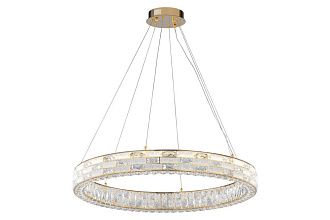 Люстра Ø800 x H120(1420), мм, 80W 4000K, GOLD+CLEAR (Золото + Прозрачный Хрусталь) NewRgy 6014E/80W GOLD+CLEAR