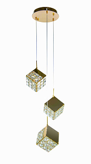 Люстра Ø250 x H800, мм, 3*12W=36W, GOLD+CLEAR (Золото + Прозрачный Хрусталь) NewRgy 6010E/3A GOLD+CLEAR