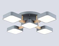 Люстра светодиодная на штанге 67,5*67,5*11- см, **W, 3000-6000K, Ambrella Light Comfort FL4882, серый, дерево