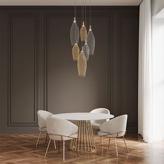 Подвесной cветильник 20*20*180- см, *LED*28W, 4000K, Eurosvet Ruche, 90352/6 золото/хром, 4690389210235