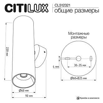 Светильник 22 см, Citilux AXEL CL512321, черный