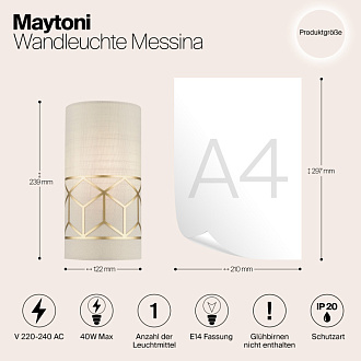 Настенный светильник Maytoni Messina H223-WL-01-G, золото